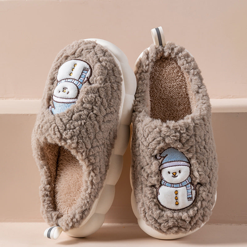 Cute Snowman Slippers Winter Indoor Household Warm Plush Thick-Soled Anti-slip Couple Home Slipper Soft Floor Bedroom House Shoes - 𝓢𝓱𝓸𝓹𝓵𝓮𝓬𝔂