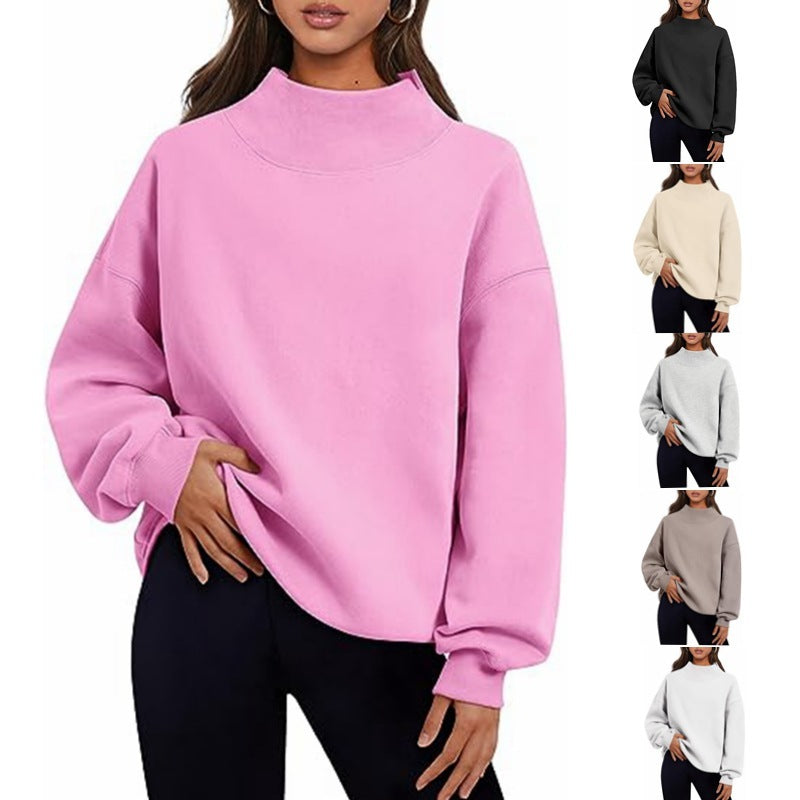 Pullover Sweatshirt Solid Color Loose Tops Round Neck Hoodie Women Thick Clothing - 𝓢𝓱𝓸𝓹𝓵𝓮𝓬𝔂
