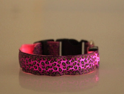 LED Dog Collar Safety Adjustable Nylon Leopard Pet Collar - 𝓢𝓱𝓸𝓹𝓵𝓮𝓬𝔂