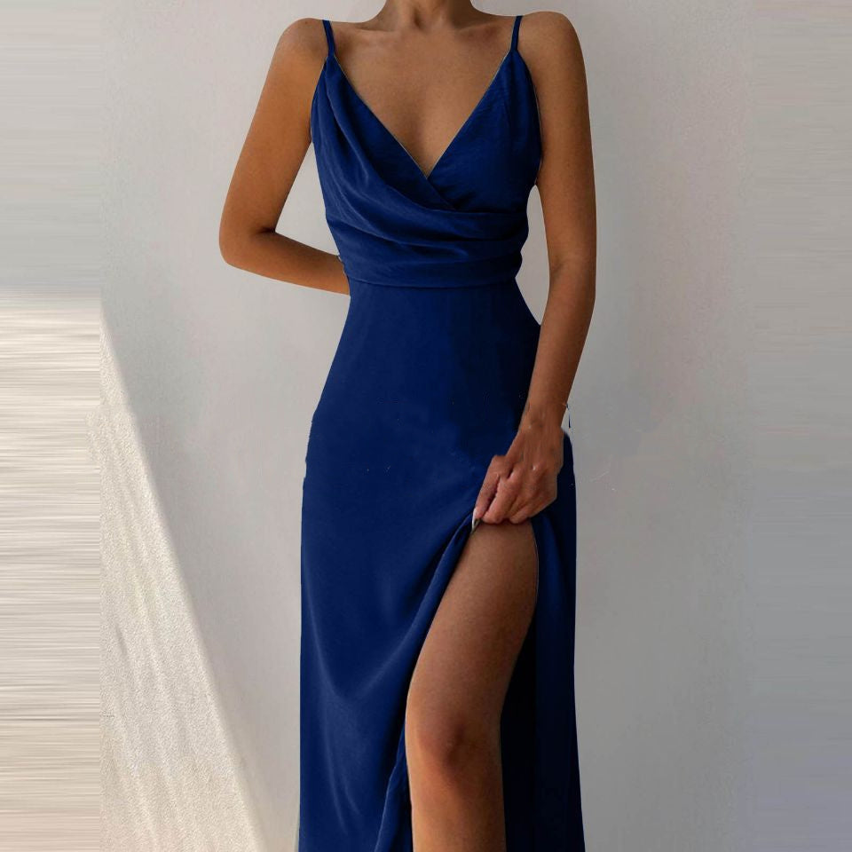 V-neck Slit Sling Dress Summer Fashion Sexy Slim Suspender Dresses For Women Clothing - 𝓢𝓱𝓸𝓹𝓵𝓮𝓬𝔂