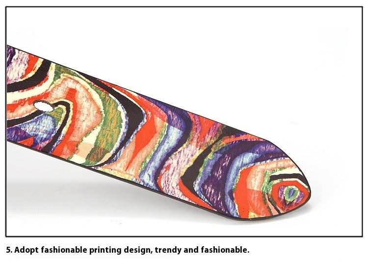 Pure Cowhide Printed Rainbow Graffiti Leather Decorative Belt - 𝓢𝓱𝓸𝓹𝓵𝓮𝓬𝔂