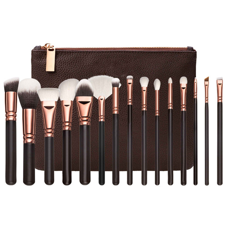 15 Makeup Brush With Bag  Rose Gold Makeup Brush Multi-function Makeup Tool Set - 𝓢𝓱𝓸𝓹𝓵𝓮𝓬𝔂