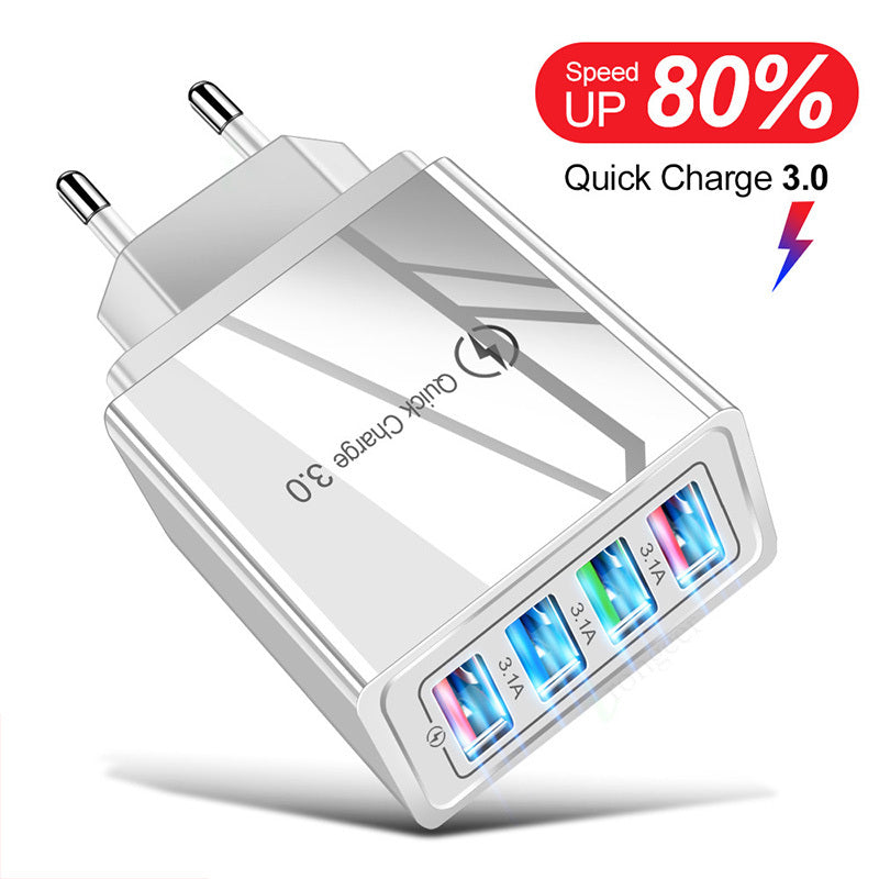 USB Charger Quick Charge 3.0 4 Phone Adapter For Tablet Portable Wall Mobile Charger Fast Charger - 𝓢𝓱𝓸𝓹𝓵𝓮𝓬𝔂