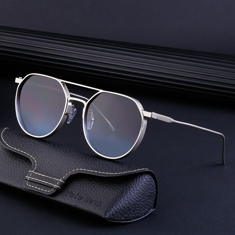 Men's Metal Double Beam Vintage Round Frame Sunglasses - 𝓢𝓱𝓸𝓹𝓵𝓮𝓬𝔂
