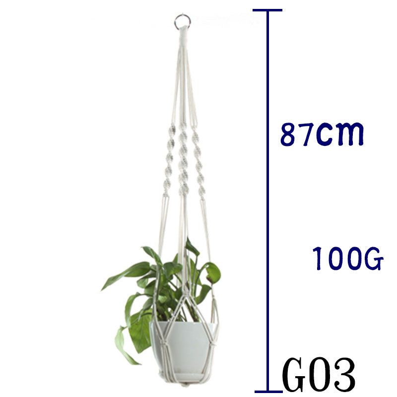 Flower Pot Net Bag Beige Cotton Rope Indoor Plant Hanger Hanging Basket Sling - 𝓢𝓱𝓸𝓹𝓵𝓮𝓬𝔂