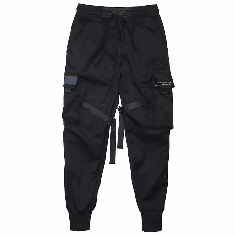 Ribbons Harem Joggers Men Cargo Pants Streetwear Hip Hop Casual Pockets Cotton Track Pants - 𝓢𝓱𝓸𝓹𝓵𝓮𝓬𝔂