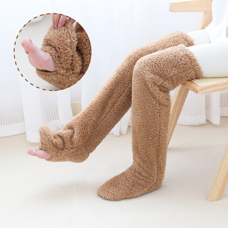 Over Knee High Fuzzy Long Socks Winter Warm Cold Leg Knee Joint Cold-proof Stockings Home Floor Sleeping Socks - 𝓢𝓱𝓸𝓹𝓵𝓮𝓬𝔂