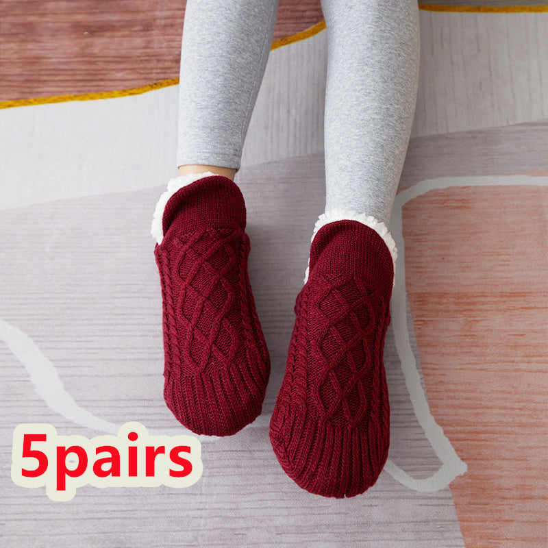 Winter Woolen Socks Women Thicken Warm Home Bedroom Socks Slippers Men Non-slip Foot Warmer Snow Socks Calcetines Mujer - 𝓢𝓱𝓸𝓹𝓵𝓮𝓬𝔂