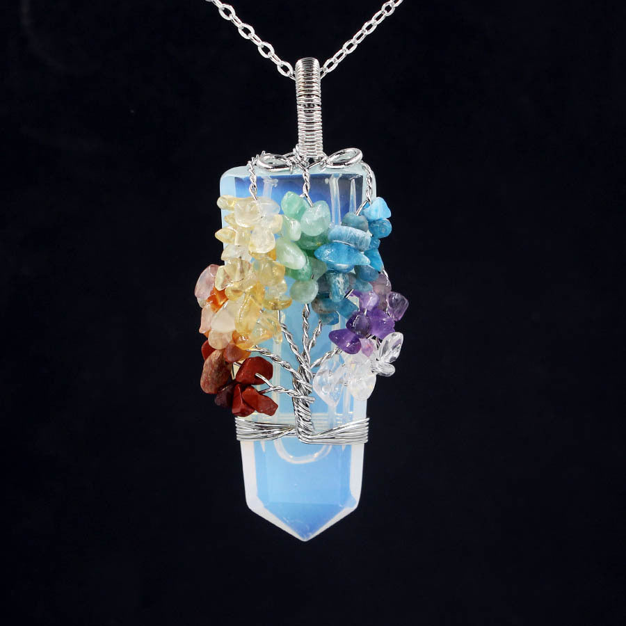 Crystal Column Tree Of Life Winding Pendant Necklace - 𝓢𝓱𝓸𝓹𝓵𝓮𝓬𝔂