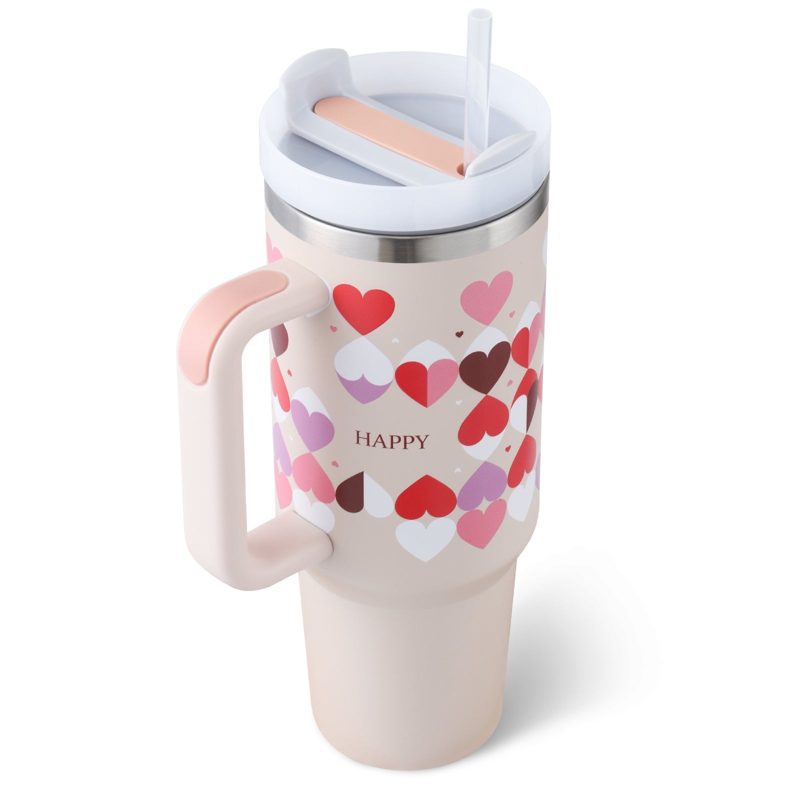 40 Oz Tumbler With Handle Straw Insulated, Stainless Steel Spill Proof Vacuum Coffee Cup Tumbler With Lid Tapered Mug Gifts For Valentine Lover Suitable For Car Gym Office Travel - 𝓢𝓱𝓸𝓹𝓵𝓮𝓬𝔂