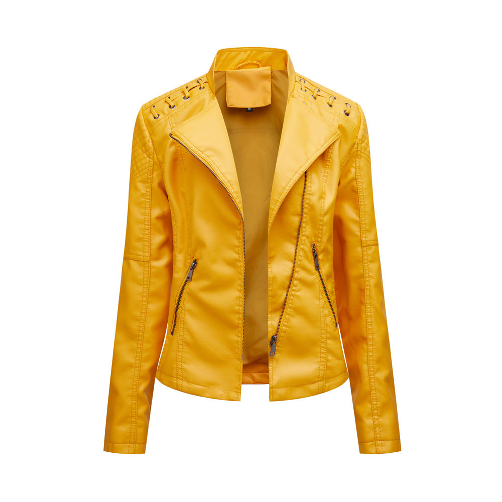 Women's Leather Jackets Women's Short Jackets Slim Thin Leather Jackets Ladies Motorcycle Suits - 𝓢𝓱𝓸𝓹𝓵𝓮𝓬𝔂