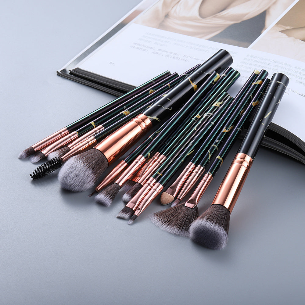 15 Marbled Design Makeup Brushes Set - 𝓢𝓱𝓸𝓹𝓵𝓮𝓬𝔂