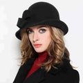 Women's French-style Elegant Retro Woolen Bowler Hat Curling Bow - 𝓢𝓱𝓸𝓹𝓵𝓮𝓬𝔂