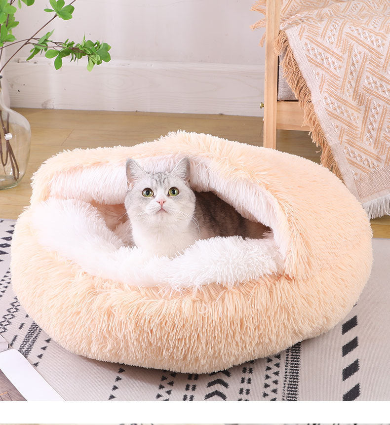 Deep Sleep Half-pack Semi-enclosed Dual-use Plush Round Pet Bed - 𝓢𝓱𝓸𝓹𝓵𝓮𝓬𝔂