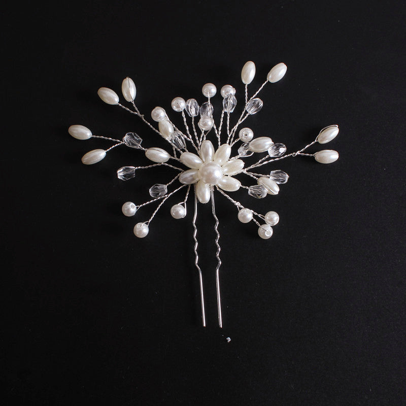 Korean Exquisite Pearl Comb Diamond Crystal Fork Handmade Hairpin Bridal Headwear Accessories - 𝓢𝓱𝓸𝓹𝓵𝓮𝓬𝔂