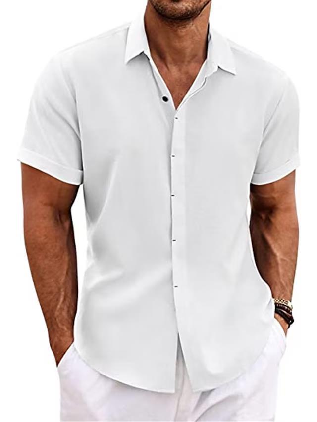 Men's Solid Color Loose Linen Short-sleeved T-shirt - 𝓢𝓱𝓸𝓹𝓵𝓮𝓬𝔂