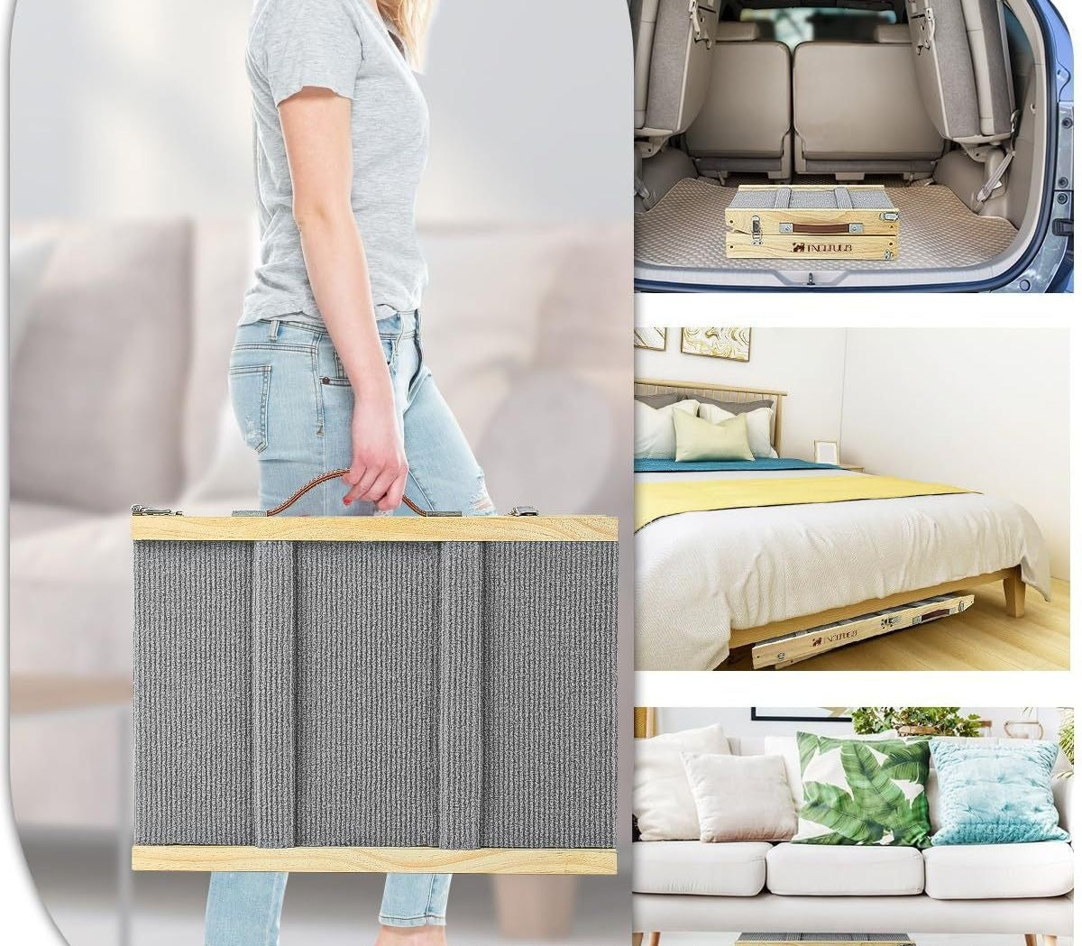 Wooden Adjustable Pet Dog Ladder Foldable Portable Non-slip Ramp - 𝓢𝓱𝓸𝓹𝓵𝓮𝓬𝔂