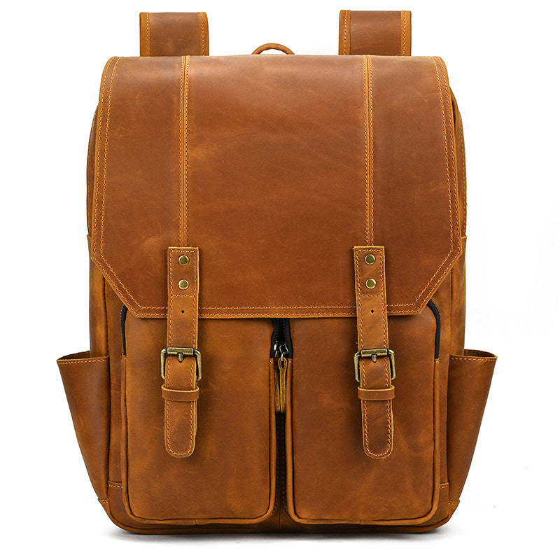 Retro Men's Backpack Cowhide Large Capacity 15-inch Computer Bag - 𝓢𝓱𝓸𝓹𝓵𝓮𝓬𝔂