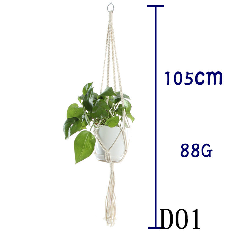 Flower Pot Net Bag Beige Cotton Rope Indoor Plant Hanger Hanging Basket Sling - 𝓢𝓱𝓸𝓹𝓵𝓮𝓬𝔂