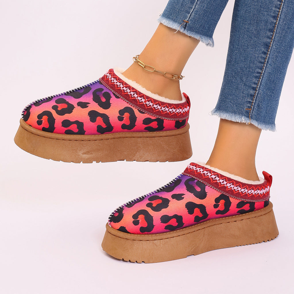 Women's Cartoon Christmas Print Ankle Boots Casual Slip On Plush Lined Home Shoes Comfortable Winter Short Boots - 𝓢𝓱𝓸𝓹𝓵𝓮𝓬𝔂