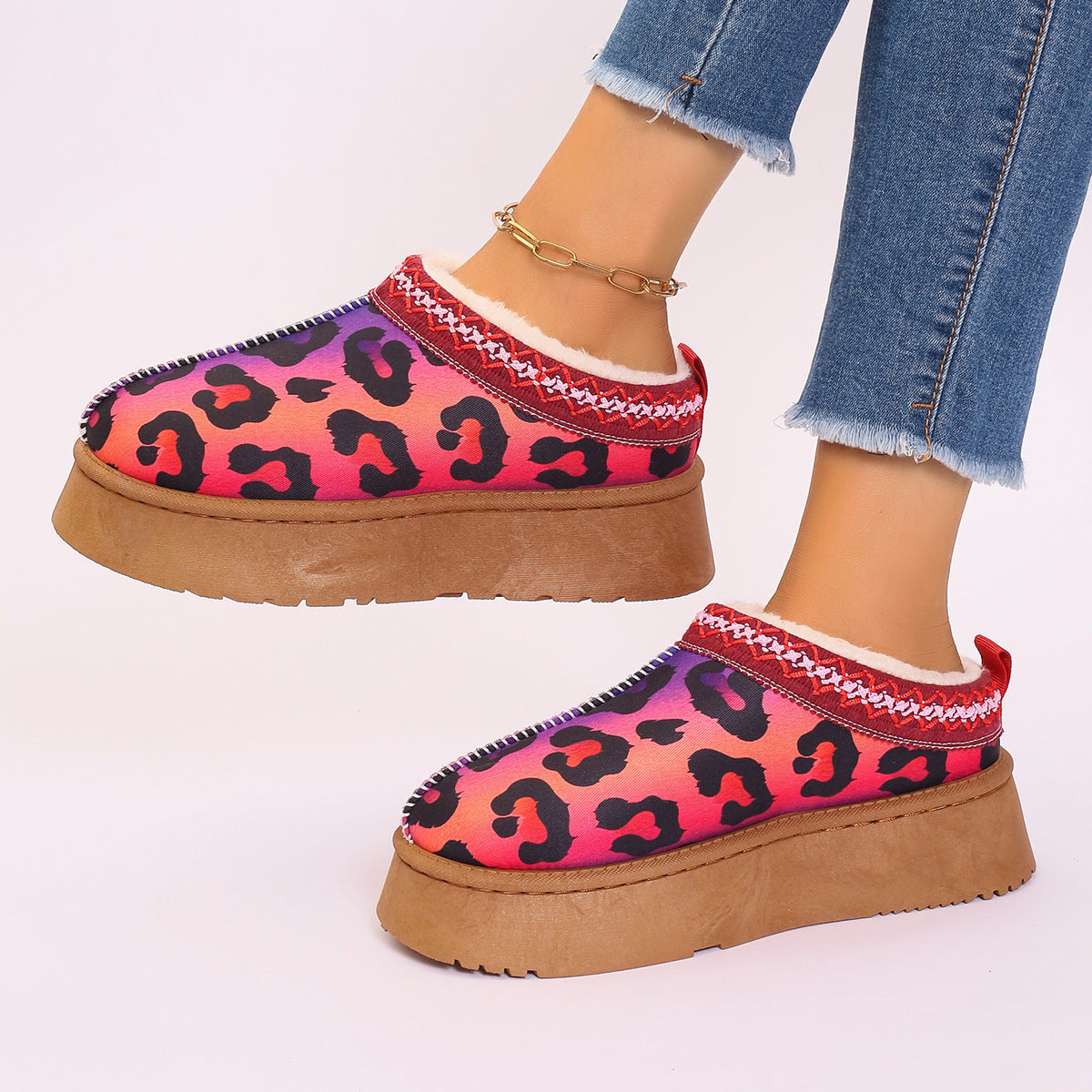 Women's Cartoon Christmas Print Ankle Boots Casual Slip On Plush Lined Home Shoes Comfortable Winter Short Boots - 𝓢𝓱𝓸𝓹𝓵𝓮𝓬𝔂