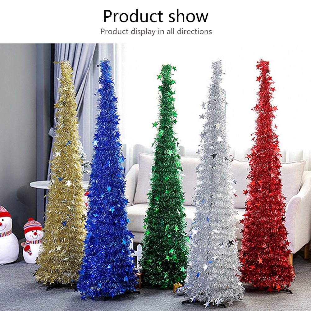 Artificial Tinsel Up Christmas Tree With Stand Gorgeous Collapsible Artificial Christmas Tree For Christmas Decorations - 𝓢𝓱𝓸𝓹𝓵𝓮𝓬𝔂