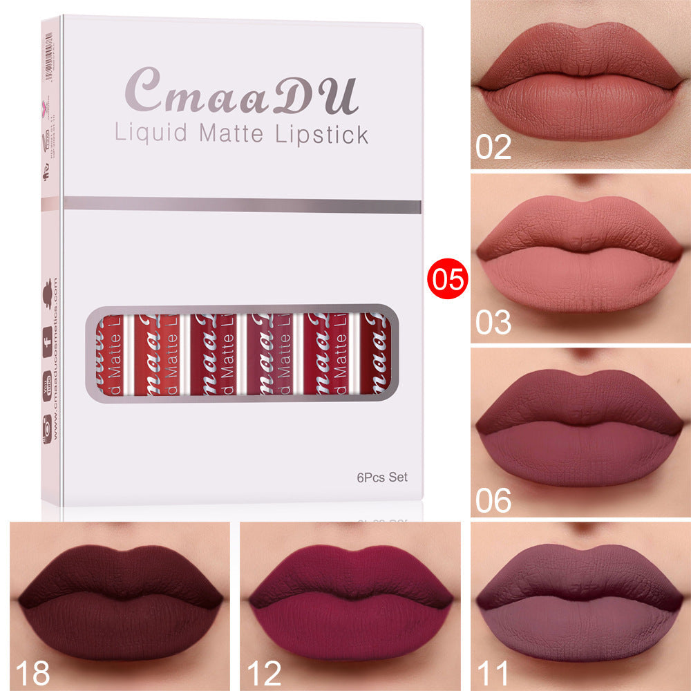 6 Boxes Of Matte Non-stick Cup Waterproof Lipstick Long Lasting Lip Gloss - 𝓢𝓱𝓸𝓹𝓵𝓮𝓬𝔂