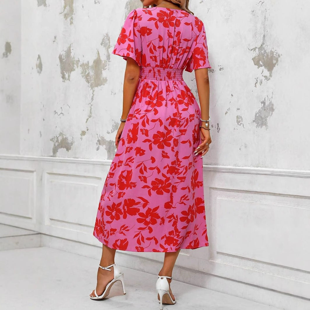 Women's V-neck Casual Temperament Long Dress - 𝓢𝓱𝓸𝓹𝓵𝓮𝓬𝔂