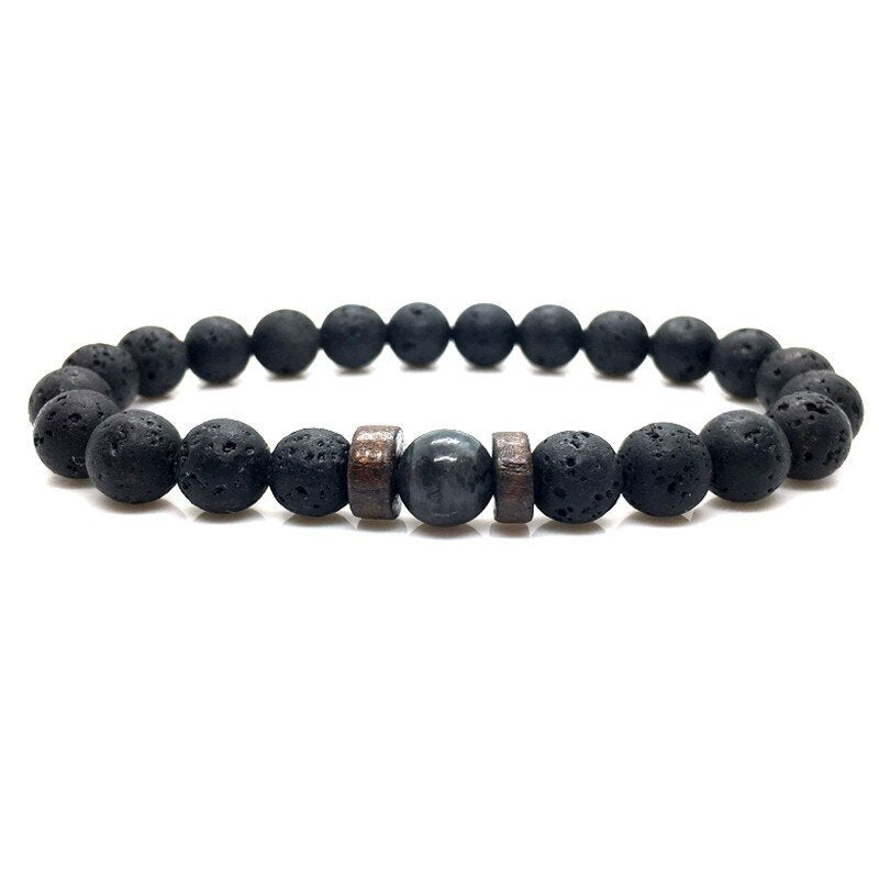 Personality Men's Black Volcanic Stone Bracelet - 𝓢𝓱𝓸𝓹𝓵𝓮𝓬𝔂