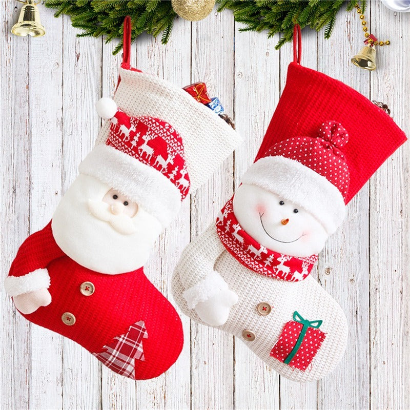 Large Red White Knitted Christmas Stocking Santa Claus Fireplace Decor Socks Xmas Gift Bags Candy Holder Decor For Home - 𝓢𝓱𝓸𝓹𝓵𝓮𝓬𝔂