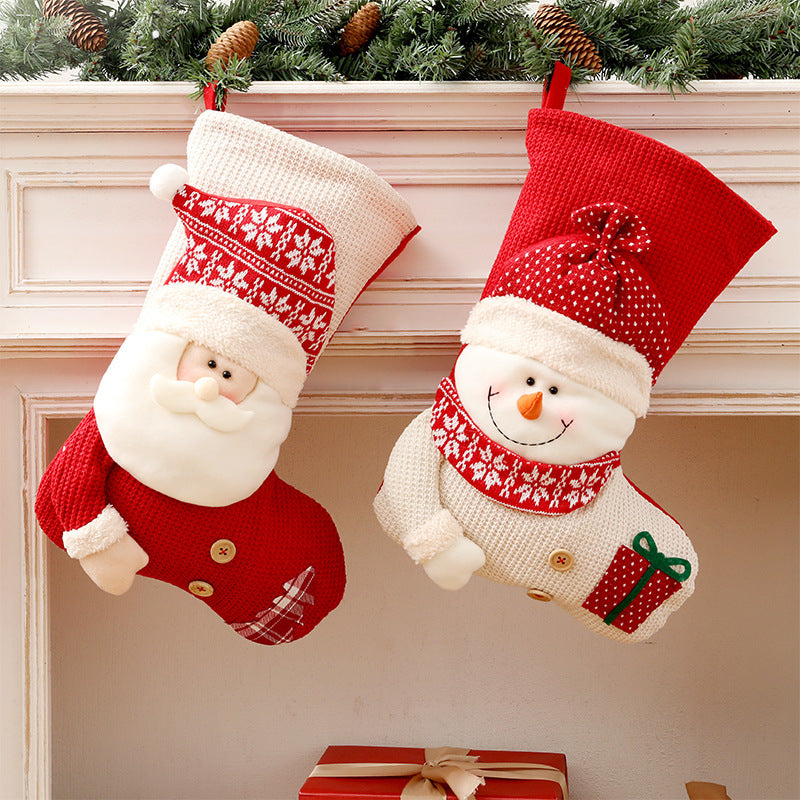 Large Red White Knitted Christmas Stocking Santa Claus Fireplace Decor Socks Xmas Gift Bags Candy Holder Decor For Home - 𝓢𝓱𝓸𝓹𝓵𝓮𝓬𝔂