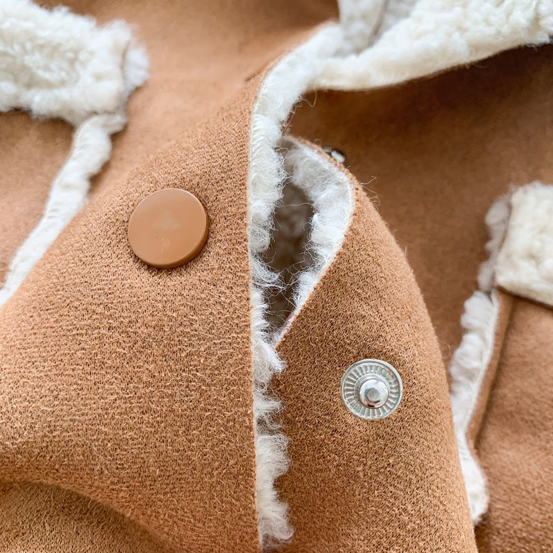 Girls' Fashion Simple Lambswool Jacket Top - 𝓢𝓱𝓸𝓹𝓵𝓮𝓬𝔂