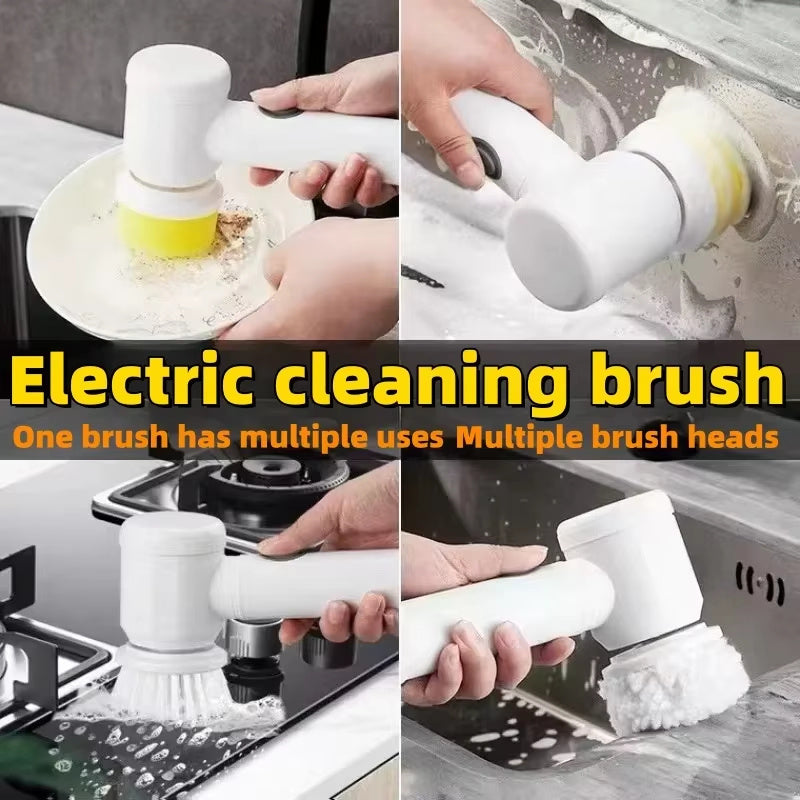 Electric Cleaning Brush Magic Brush Electric Bathtub Brush Housework 5 In 1 Cleaning Brush Electric Bathtub Brush Cleaning Brushes - 𝓢𝓱𝓸𝓹𝓵𝓮𝓬𝔂