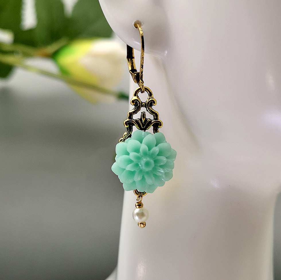 Rongyu Bohemian Fashion Chalcedony Flower Pearl Earrings - 𝓢𝓱𝓸𝓹𝓵𝓮𝓬𝔂