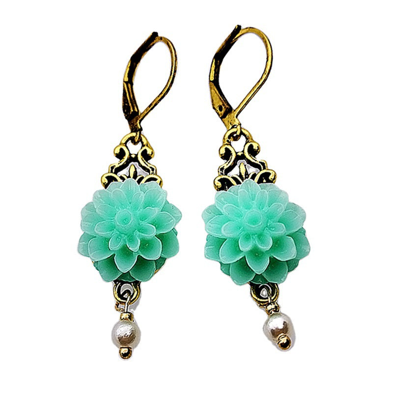 Rongyu Bohemian Fashion Chalcedony Flower Pearl Earrings - 𝓢𝓱𝓸𝓹𝓵𝓮𝓬𝔂