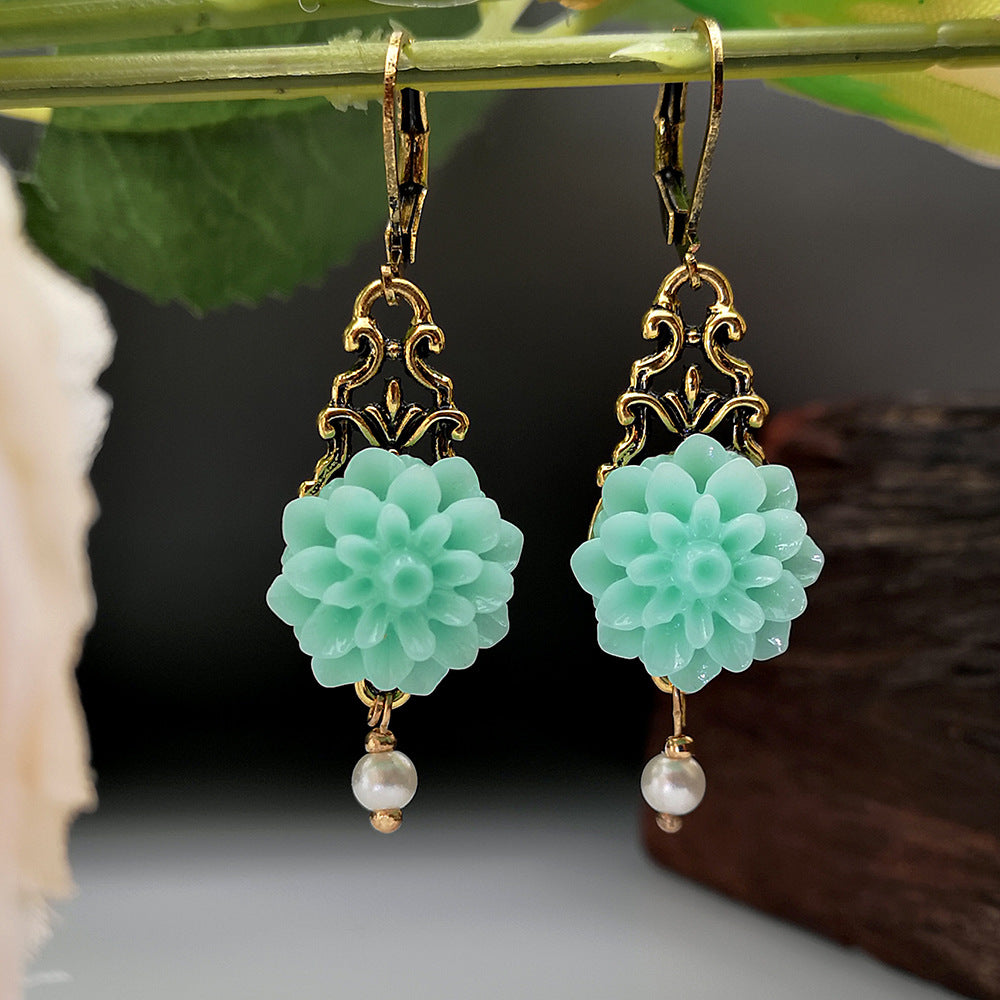 Rongyu Bohemian Fashion Chalcedony Flower Pearl Earrings - 𝓢𝓱𝓸𝓹𝓵𝓮𝓬𝔂