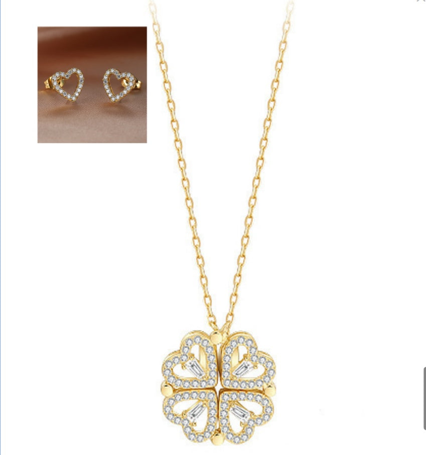 Explosive Style Detachable Deformed Four-leaf Clover Necklace For Women A Multi-wearing Zircon Small Love Short Clavicle Chain - 𝓢𝓱𝓸𝓹𝓵𝓮𝓬𝔂