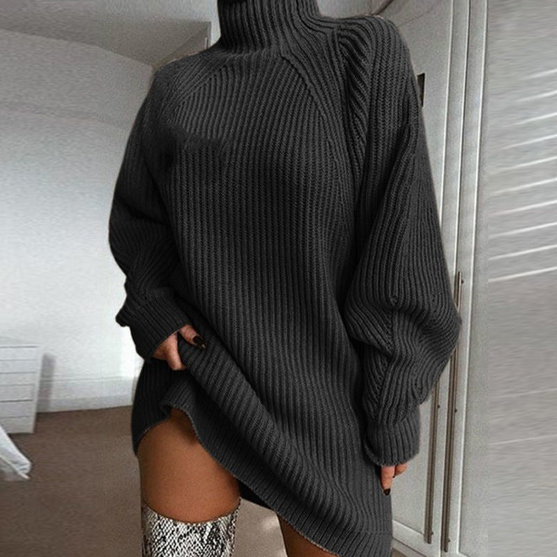 Solid Turtleneck Long Sweater Winter Warm Women Sweater Dress - 𝓢𝓱𝓸𝓹𝓵𝓮𝓬𝔂