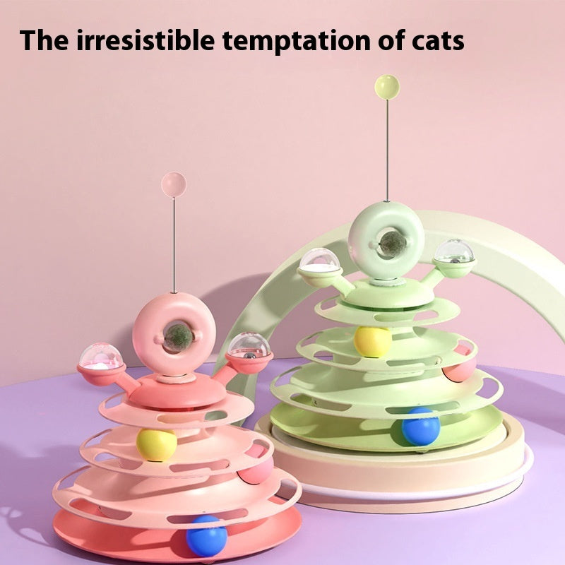 4 Levels Cat Toy Tower Turntable Roller Balls Toys Interactive Intelligence Pets Toys Training Track Puzzle Funny Games Accessories Pet Products - 𝓢𝓱𝓸𝓹𝓵𝓮𝓬𝔂