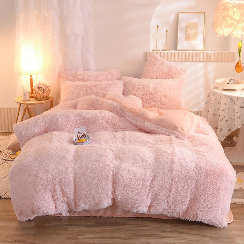 Luxury Thick Fleece Duvet Cover Queen King Winter Warm Bed Quilt Cover Pillowcase Fluffy Plush Shaggy Bedclothes Bedding Set Winter Body Keep Warm - 𝓢𝓱𝓸𝓹𝓵𝓮𝓬𝔂