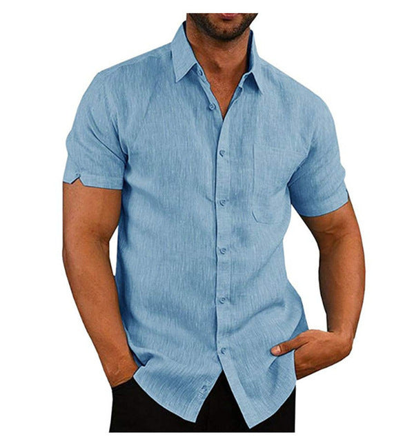Men Short Sleeve Summer Solid Shirts Casual Loose Tops Tee - 𝓢𝓱𝓸𝓹𝓵𝓮𝓬𝔂