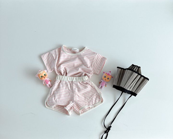 Breathable Stripes Homewear Short Sleeve Shorts Outwear Children's Clothing - 𝓢𝓱𝓸𝓹𝓵𝓮𝓬𝔂