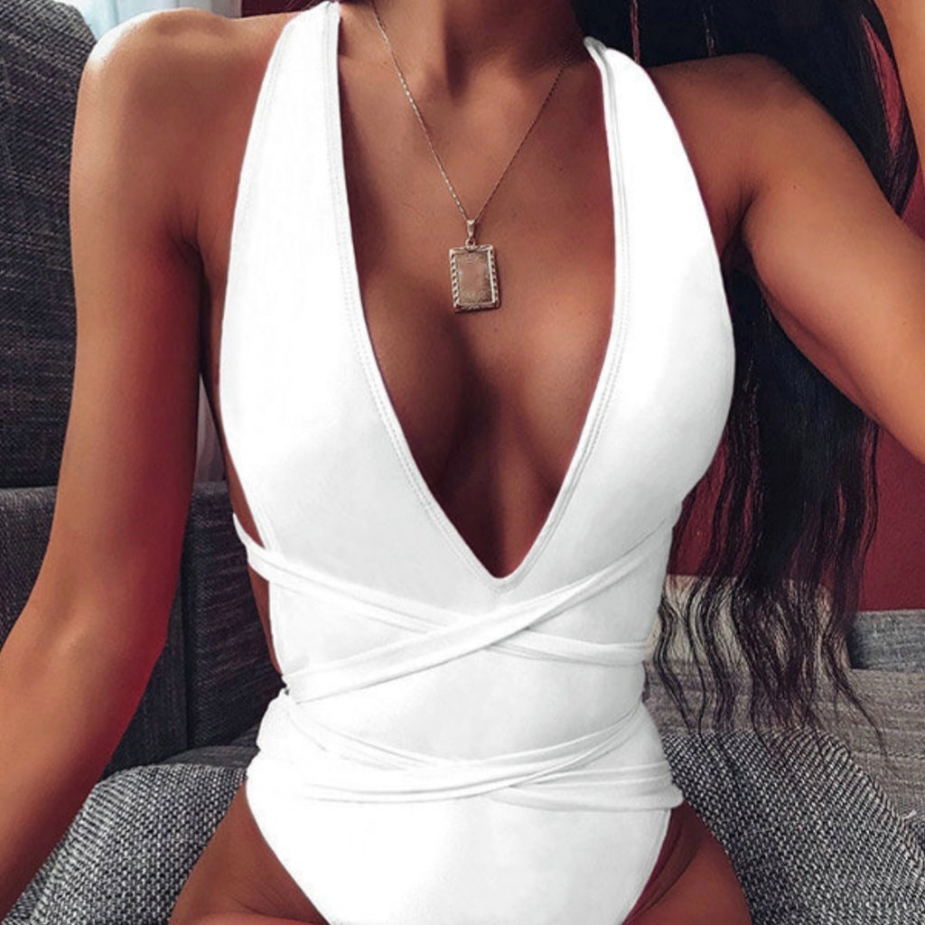 Women's One-piece Lace-up Sexy Deep V Backless Swimsuit