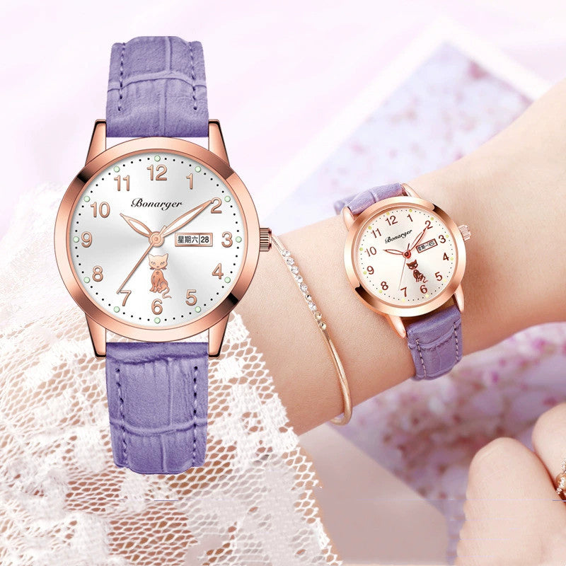 Women's Luminous Quartz Watch With Simple Waterproof Belt - 𝓢𝓱𝓸𝓹𝓵𝓮𝓬𝔂