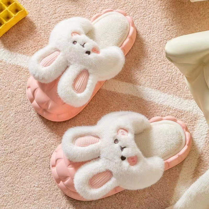 Cute Rabbit Shoes Winter Fuzzy Slippers Women Detachable Washable House Shoes - 𝓢𝓱𝓸𝓹𝓵𝓮𝓬𝔂