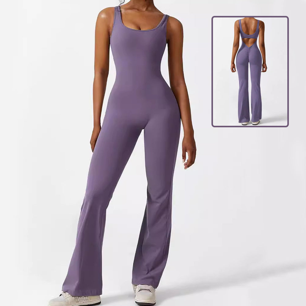 Women Sleeveless Flare Jumpsuits Fitness Yoga Long Pants - 𝓢𝓱𝓸𝓹𝓵𝓮𝓬𝔂