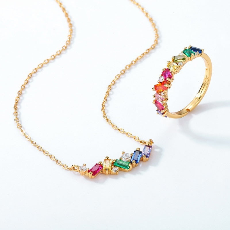 Japanese Light Luxury Rainbow Candy 925 Silver Necklace - 𝓢𝓱𝓸𝓹𝓵𝓮𝓬𝔂