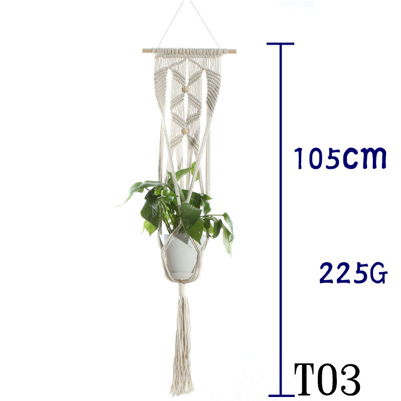 Flower Pot Net Bag Beige Cotton Rope Indoor Plant Hanger Hanging Basket Sling - 𝓢𝓱𝓸𝓹𝓵𝓮𝓬𝔂