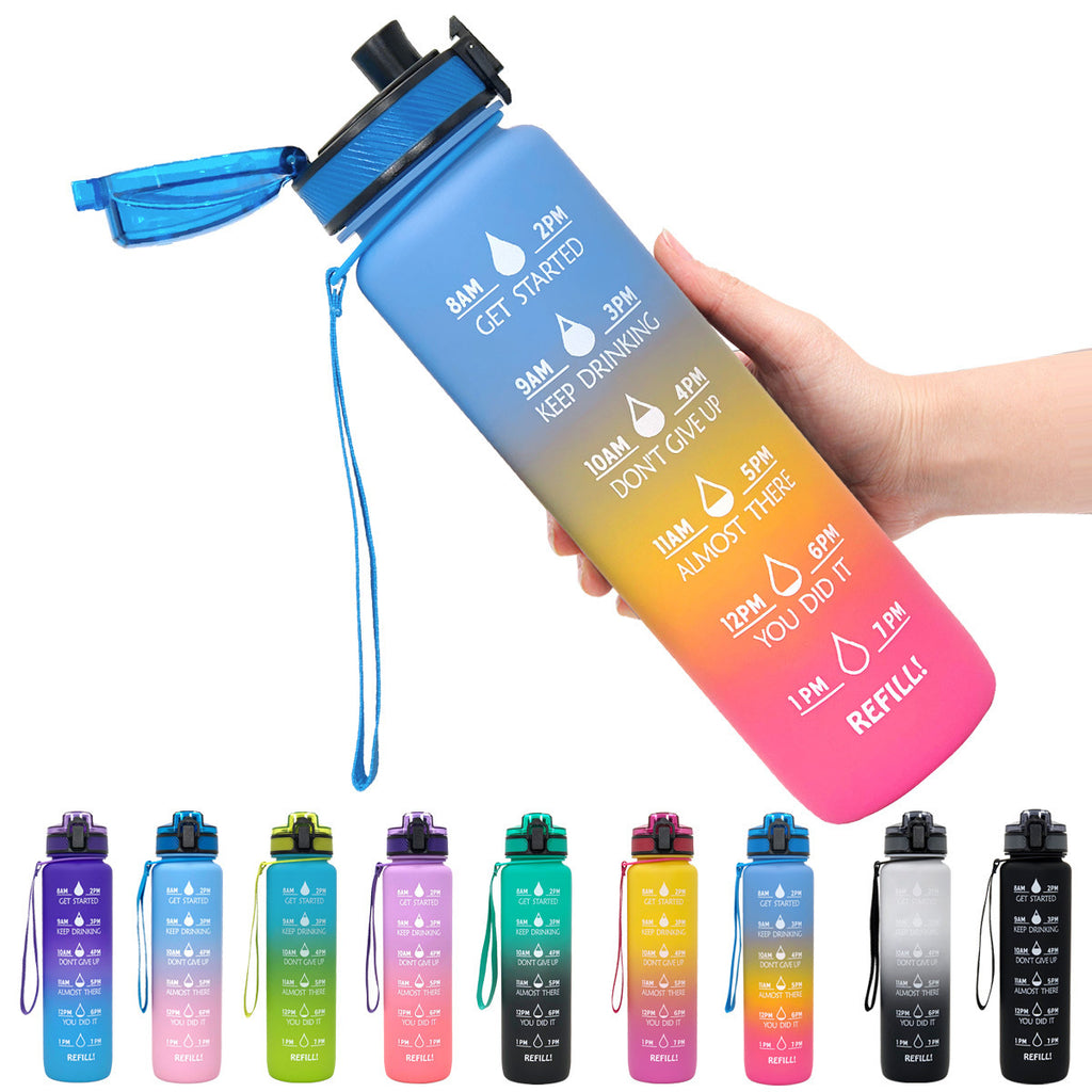 1L Tritan Water Bottle With Time Marker Bounce Cover Motivational Water Bottle Cycling Leakproof Cup For Sports Fitness Bottles - 𝓢𝓱𝓸𝓹𝓵𝓮𝓬𝔂