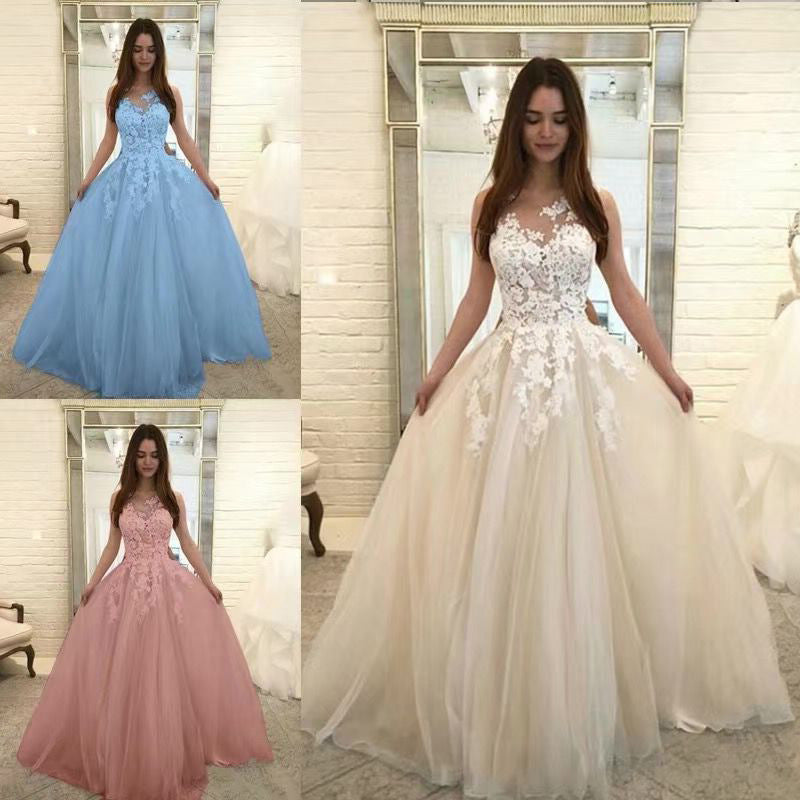 Women Wedding Dress Sleevless Flowers Lace Dress - 𝓢𝓱𝓸𝓹𝓵𝓮𝓬𝔂